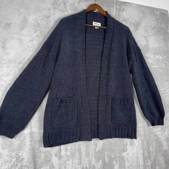 Vintage American Eagle Open Front Cardigan Grey Grandpa Sweater Men's Size Small - Picture 1 of 12